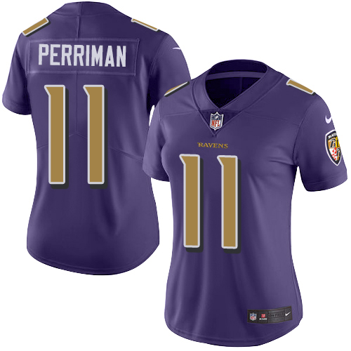 Nike Ravens #11 Breshad Perriman Purple Women's Stitched NFL Limited Rush Jersey